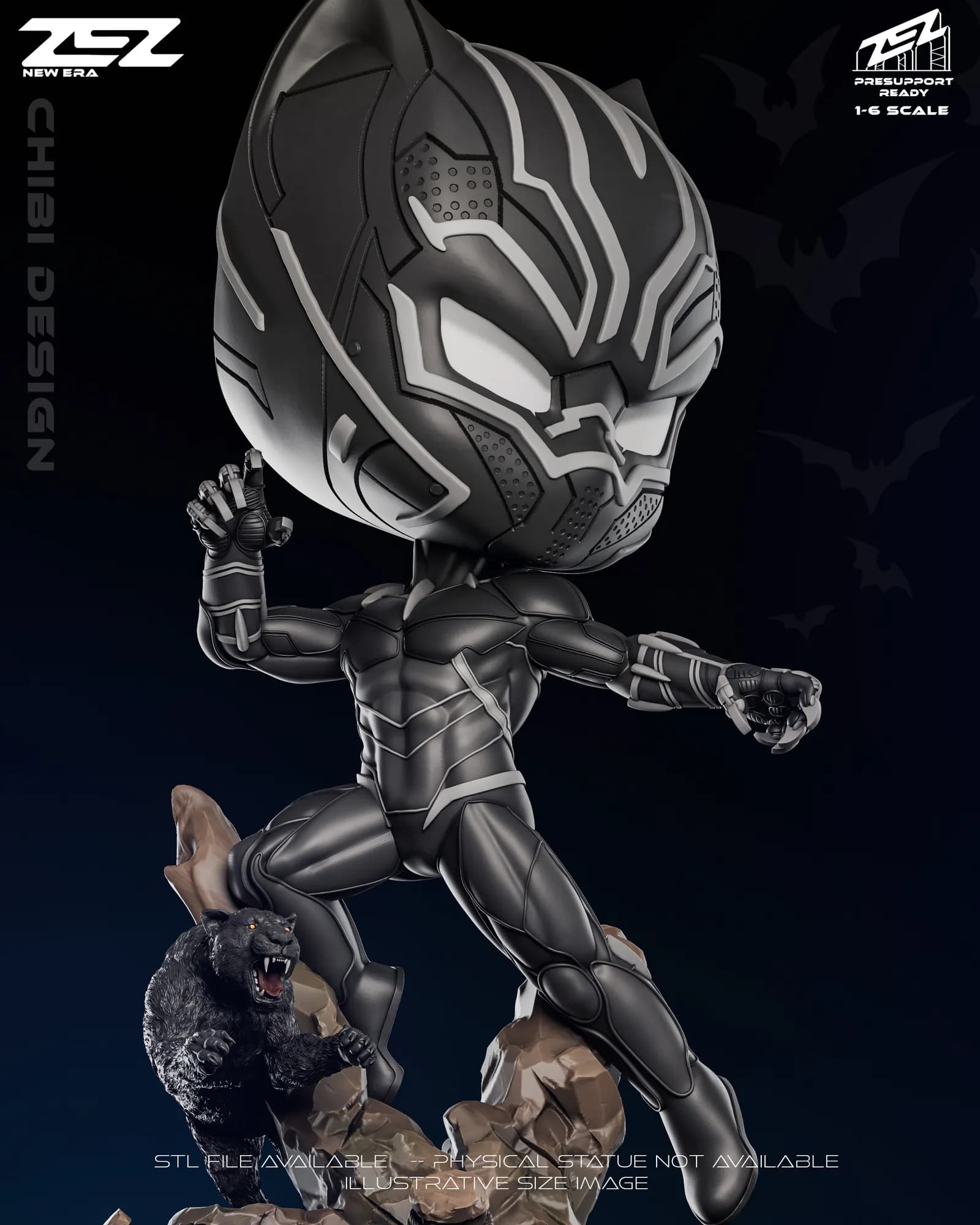 STL - Figura chibi de Black Panther render 3