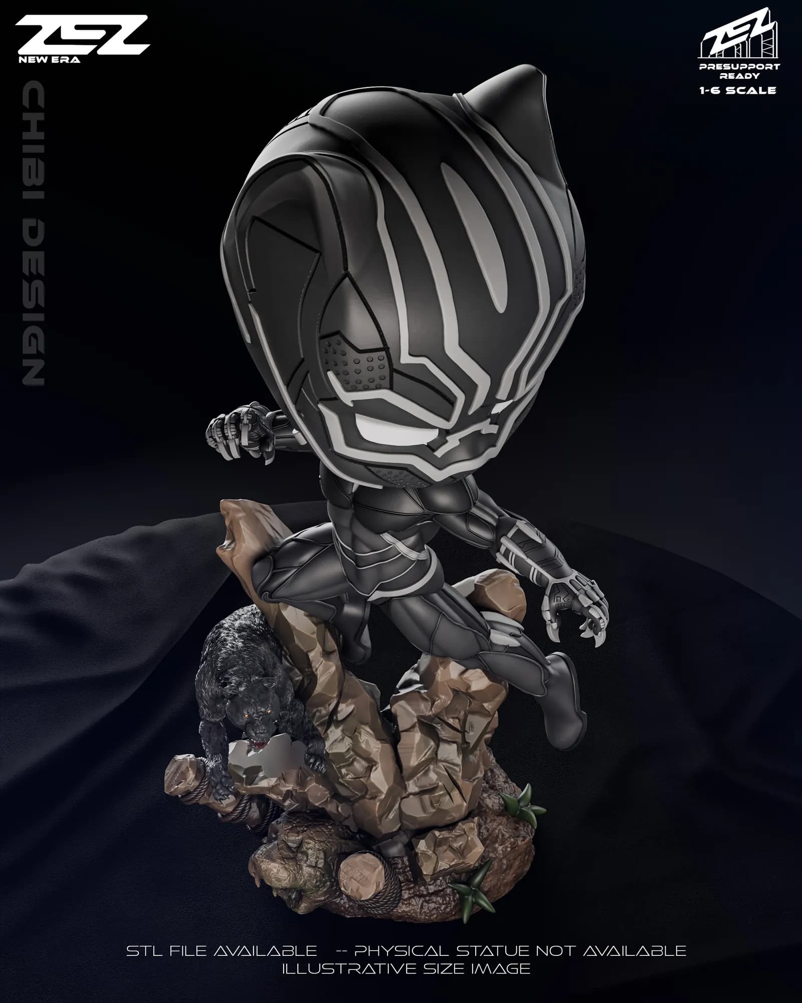 STL - Figura chibi de Black Panther render 5