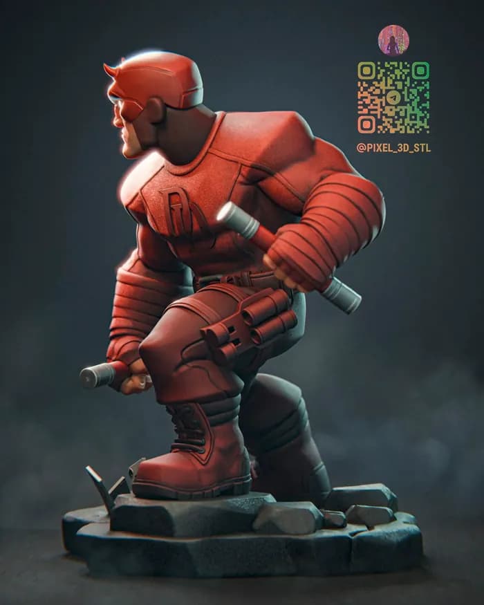 STL - Figura Chibi de Daredevil render 2