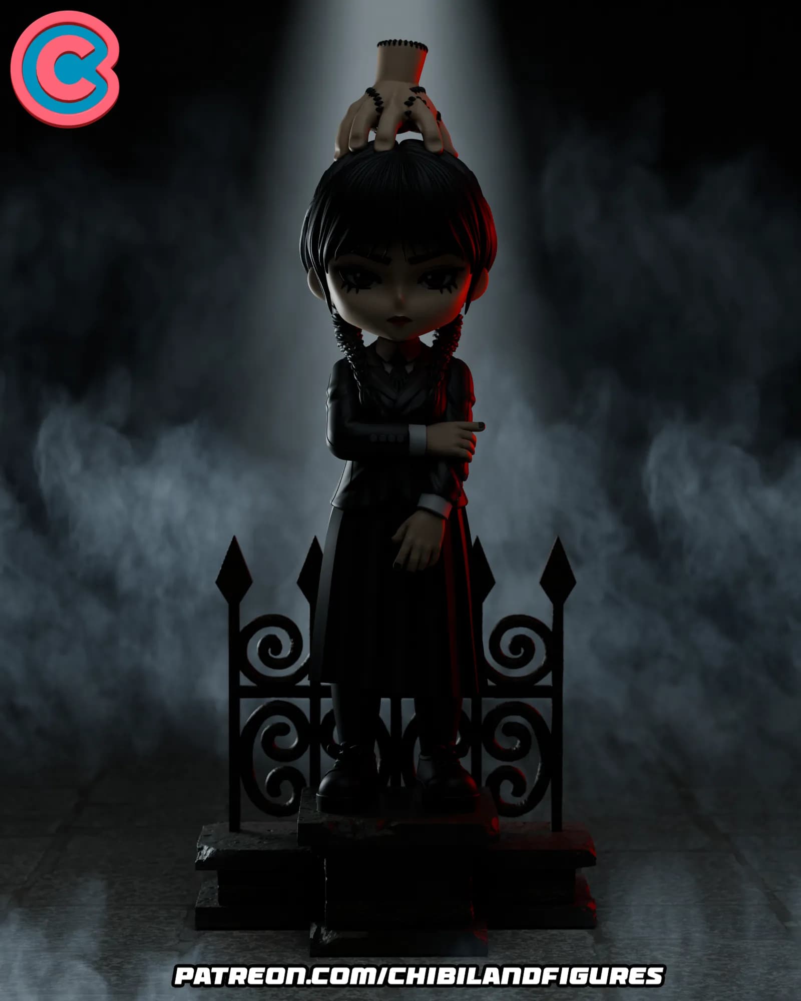 STL - Figura Chibi de Wednesday Addams render 5
