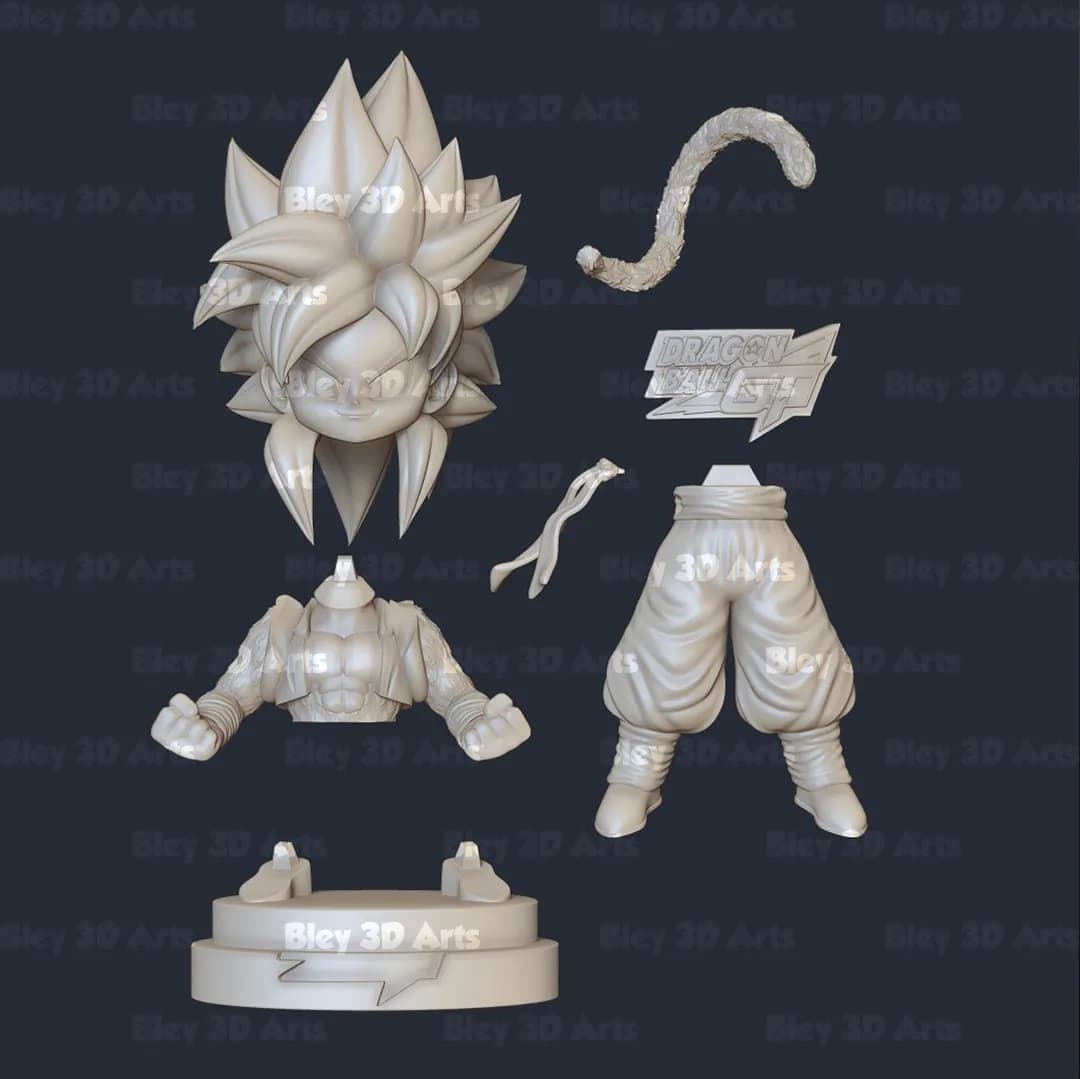 STL - Figura chibi Gogeta SSJ4 render 4