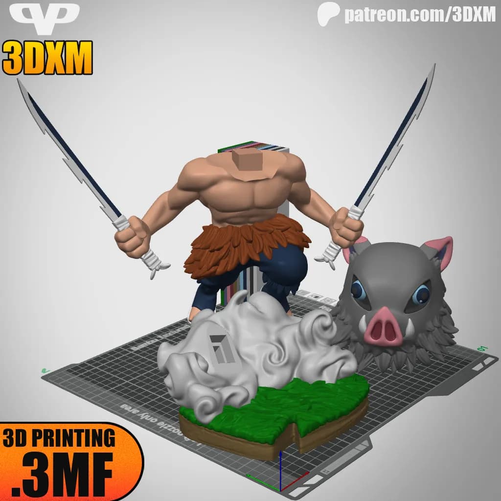 STL - Figura Chibi Inosuke Hashibira render 2