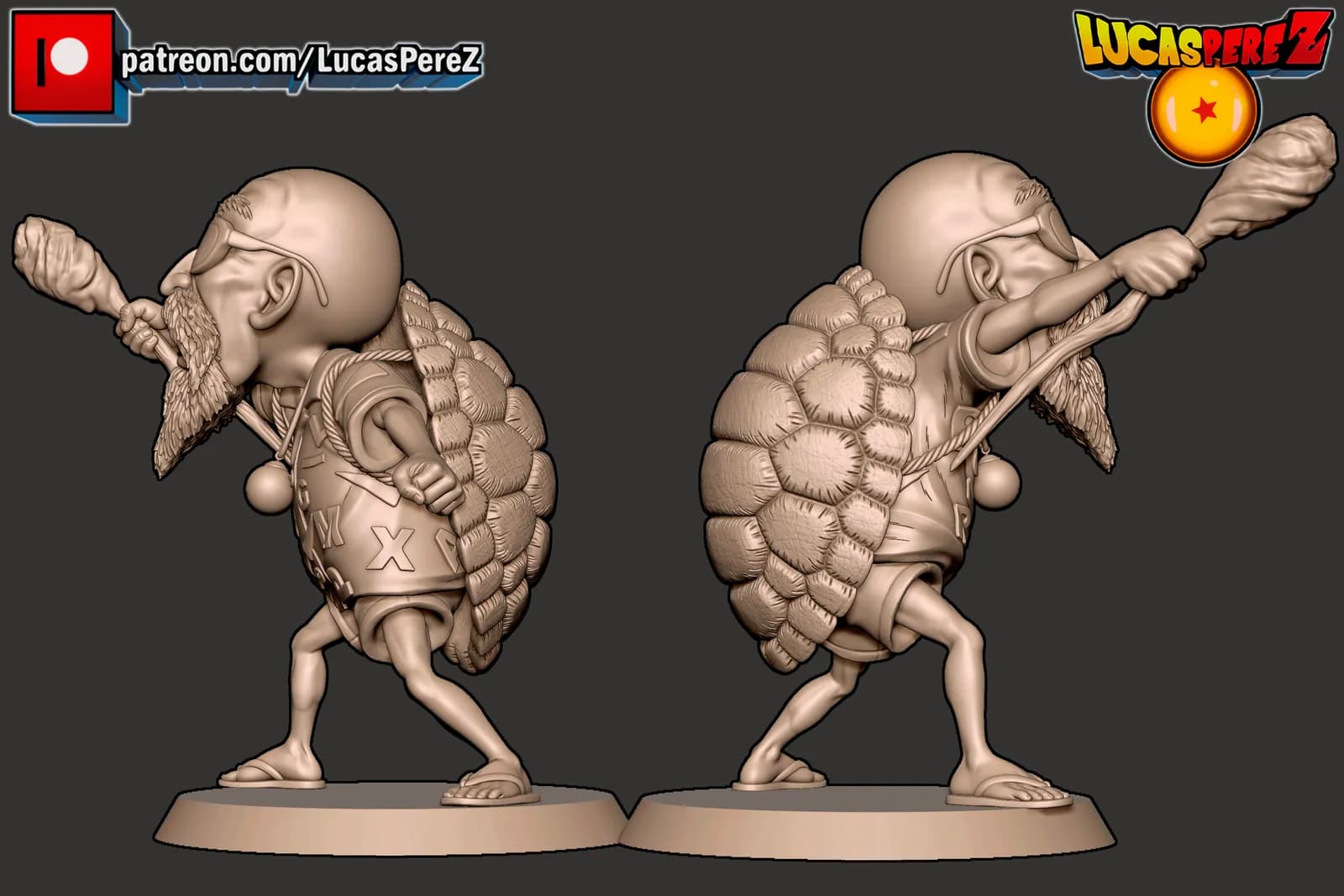 STL - Figura chibi Maestro Roshi render 4