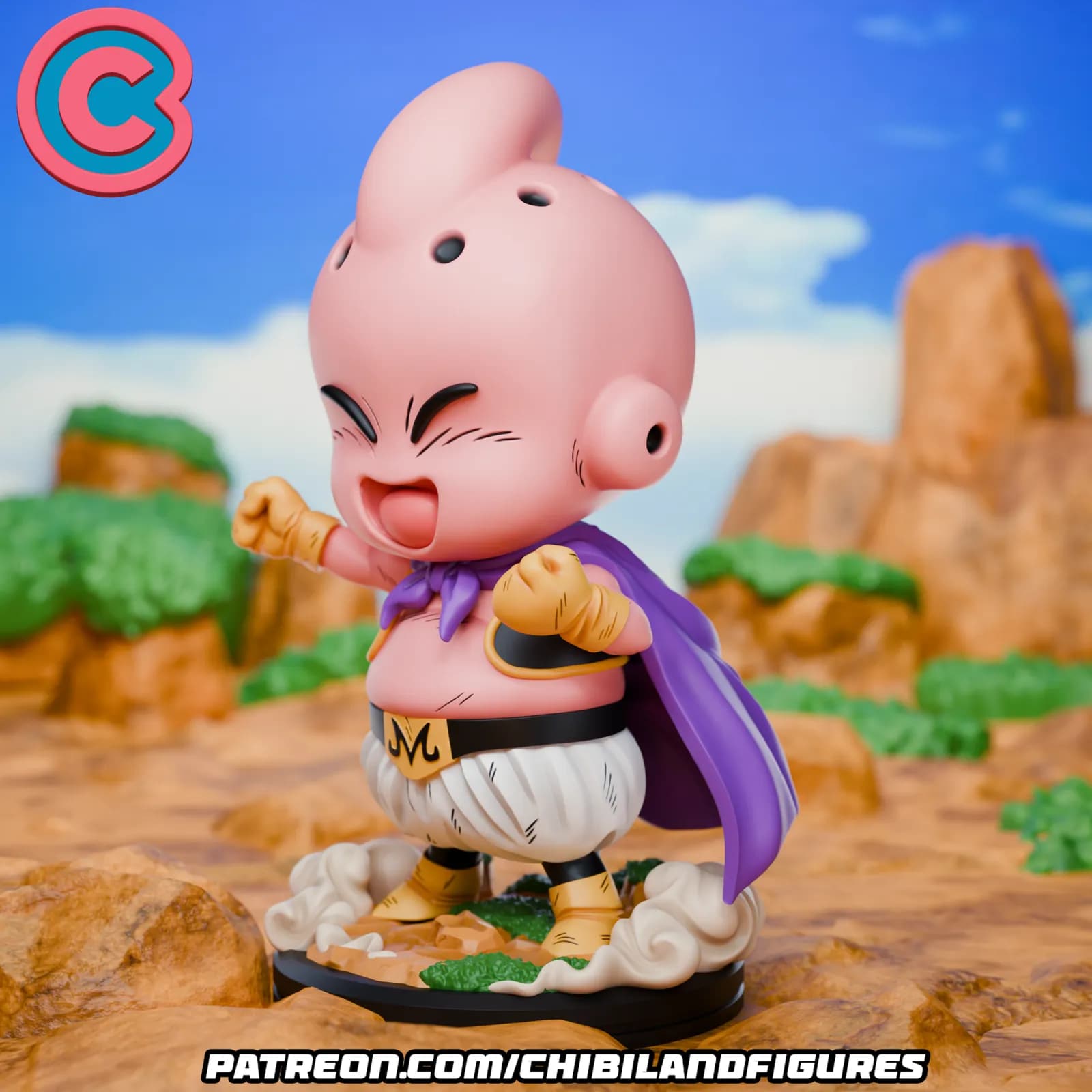 STL - Figura Chibi Majin Buu render 4
