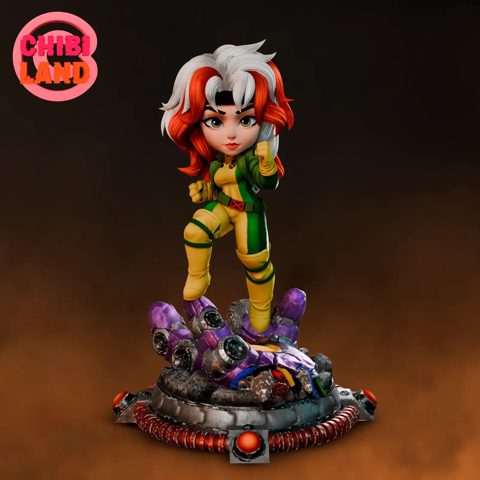 STL - Figura chibi Rogue de X Men render 2