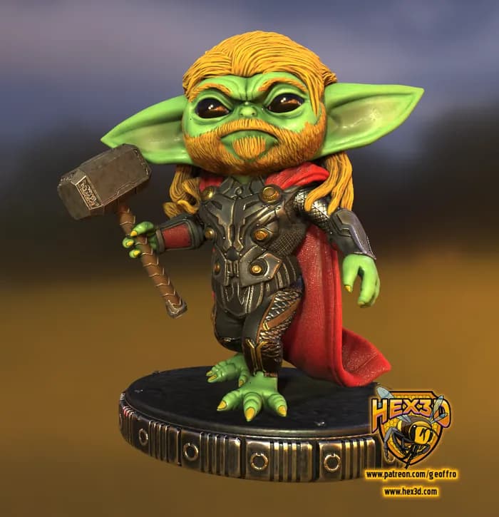 STL - Figura chibi Thor Grogu render 4