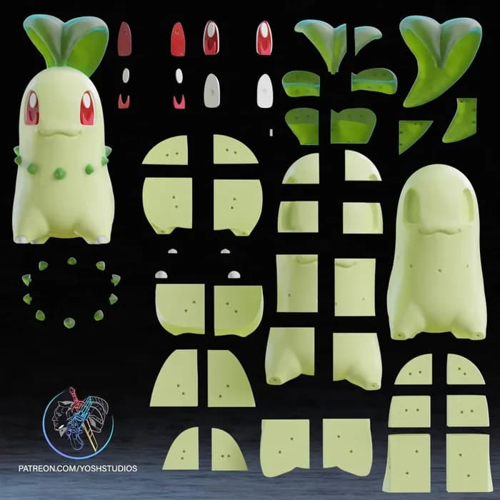 STL - Figura Chikorita tamaño real render 3