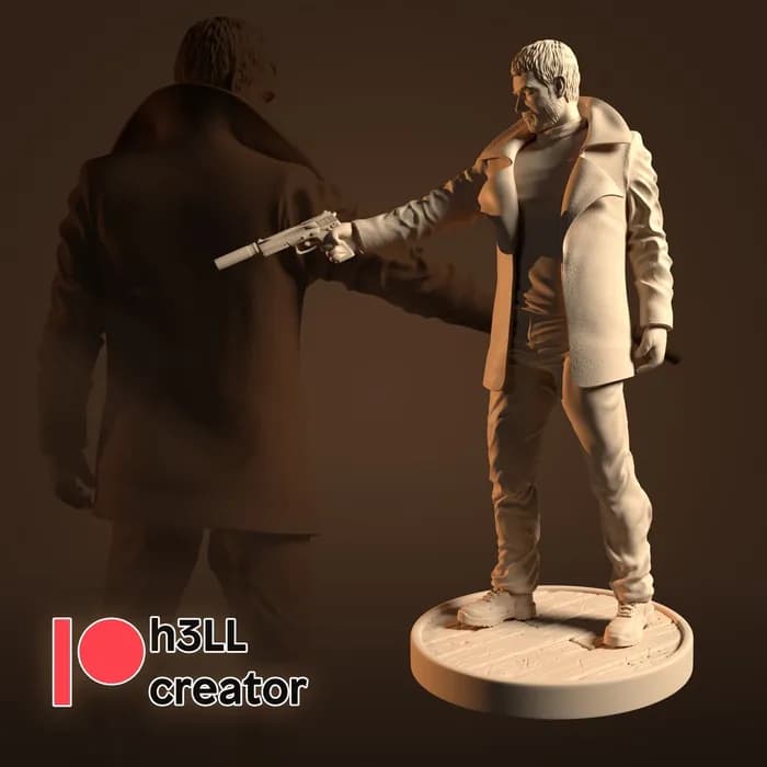 STL - Figura Chris Redfield pistolero render 3