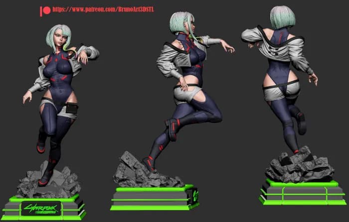 STL - Figura Cyberpunk Femenina render 2