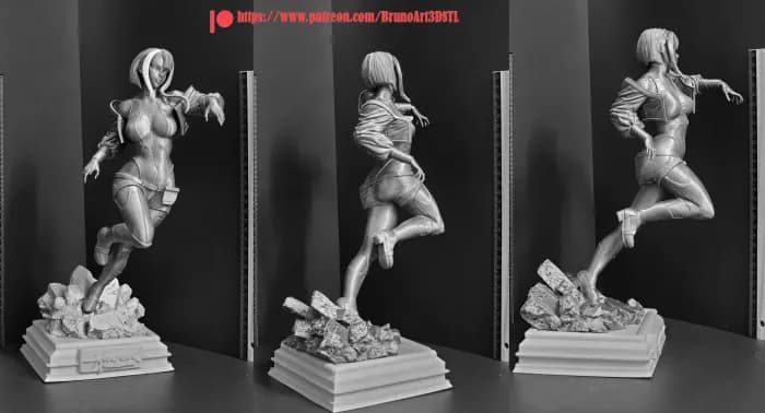 STL - Figura Cyberpunk Femenina render 4