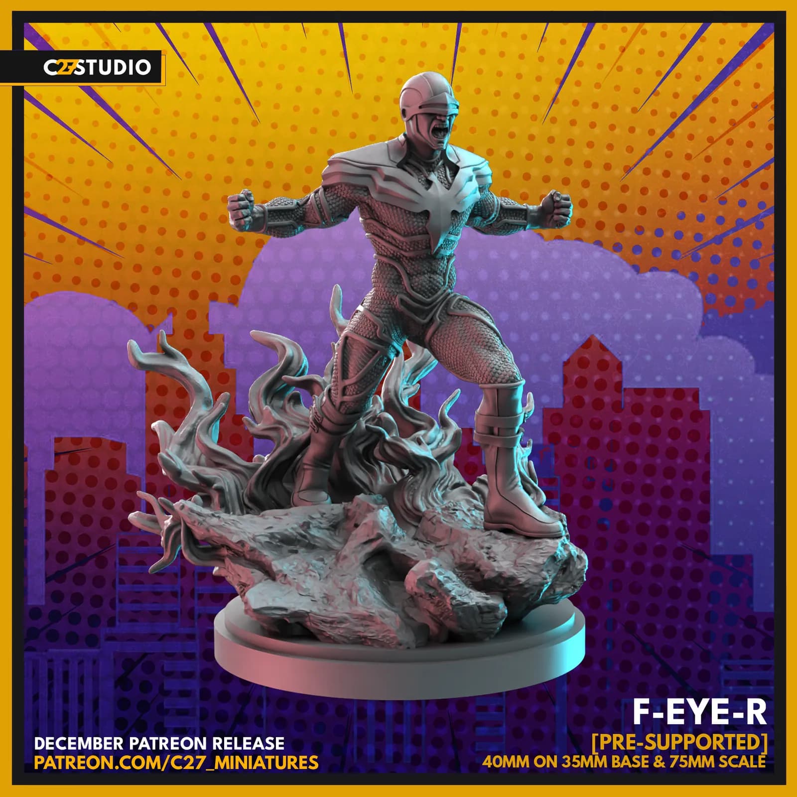 STL - Figura Cyclops "F Eye R" con base render 2