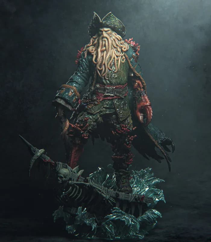 STL - Figura Davy Jones Pirata render 4