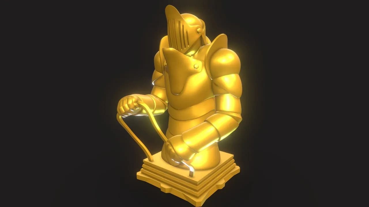 STL - figura de ajedrez rider dorado