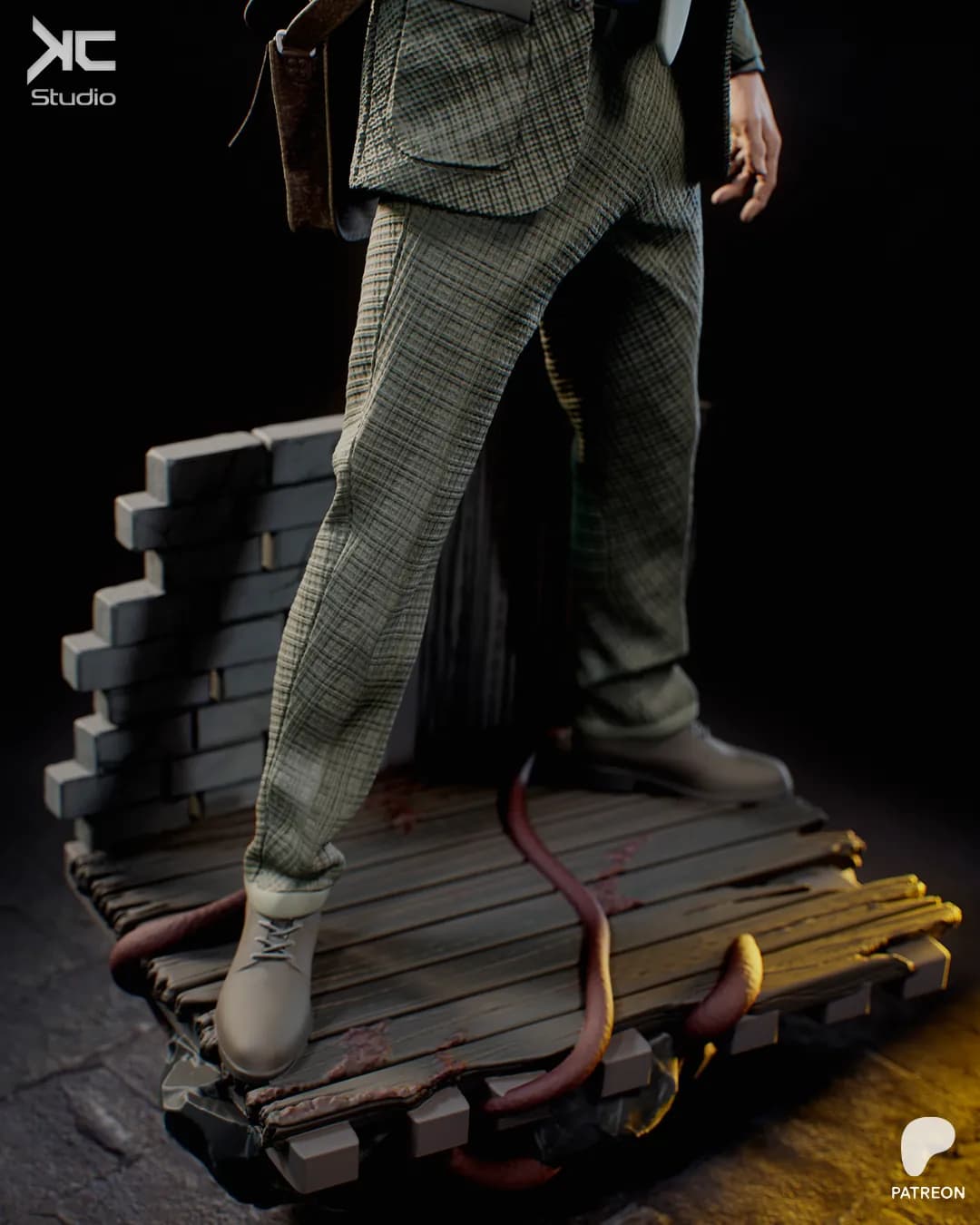 STL - Figura de Alan Wake con linterna render 2