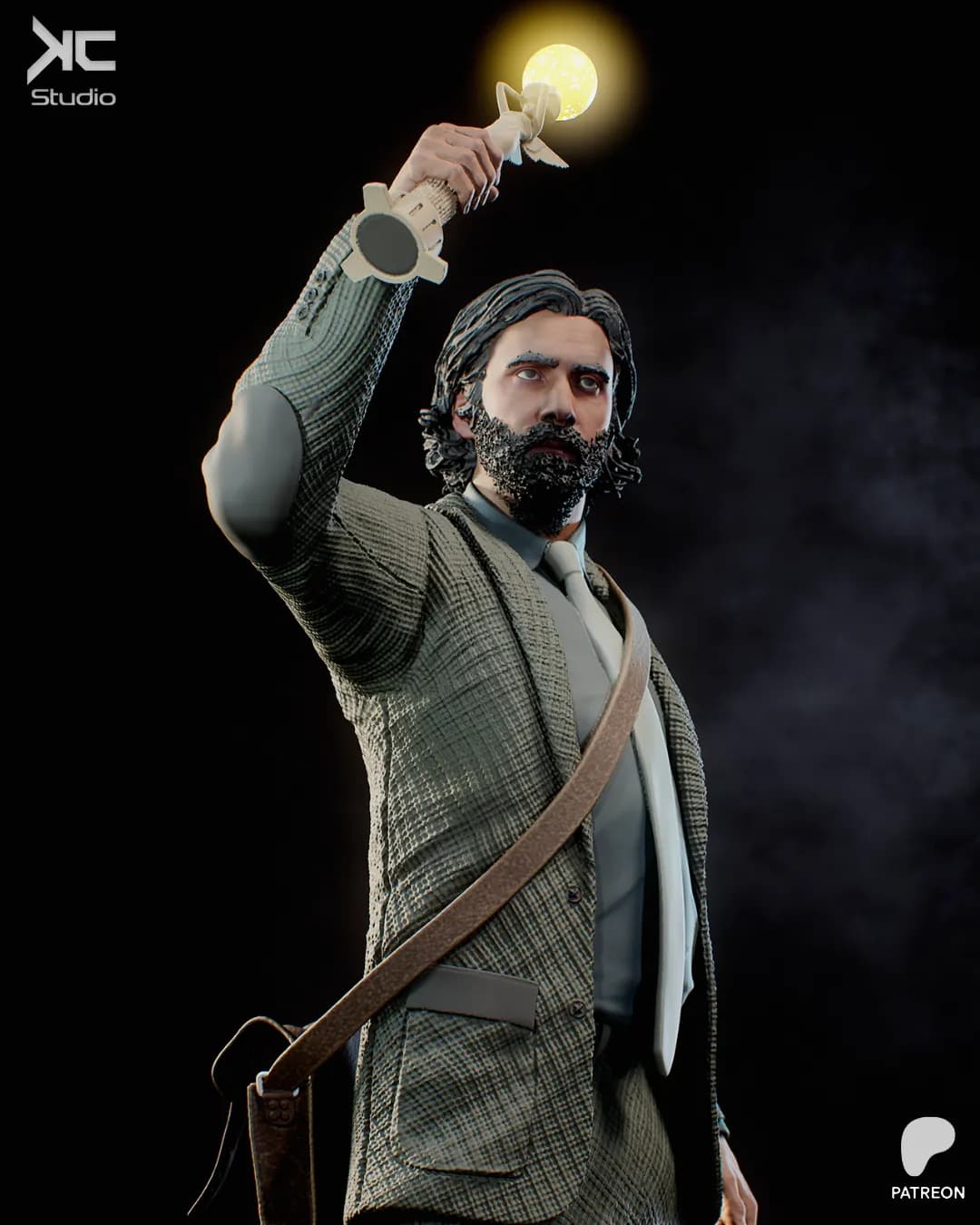 STL - Figura de Alan Wake con linterna render 3