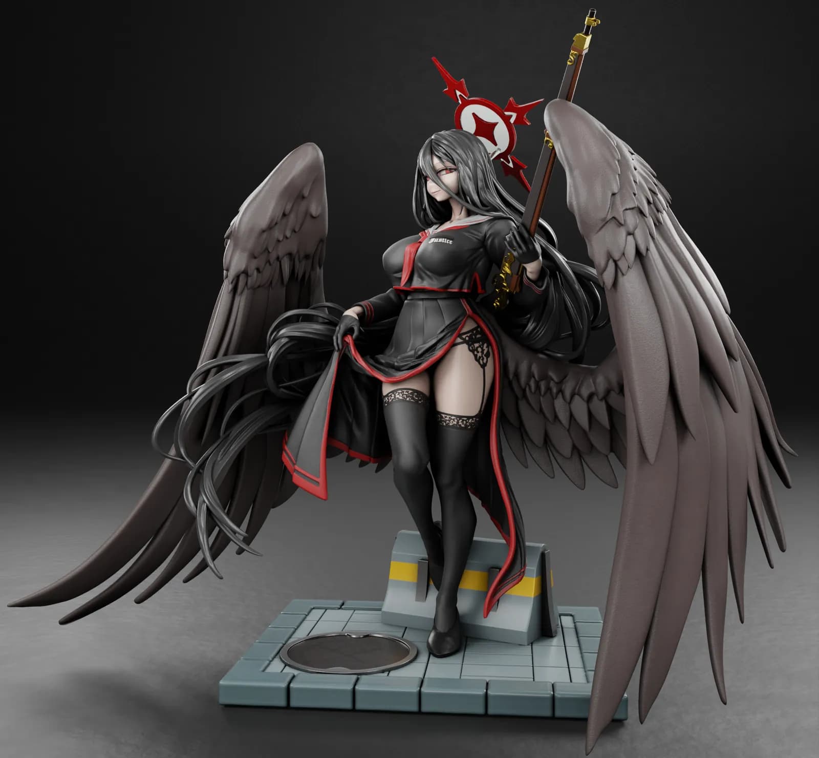 STL - Figura de Ángel Oscuro con Fusil
