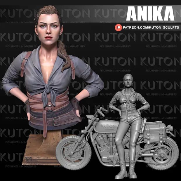 STL - Figura de Anika con Motocicleta