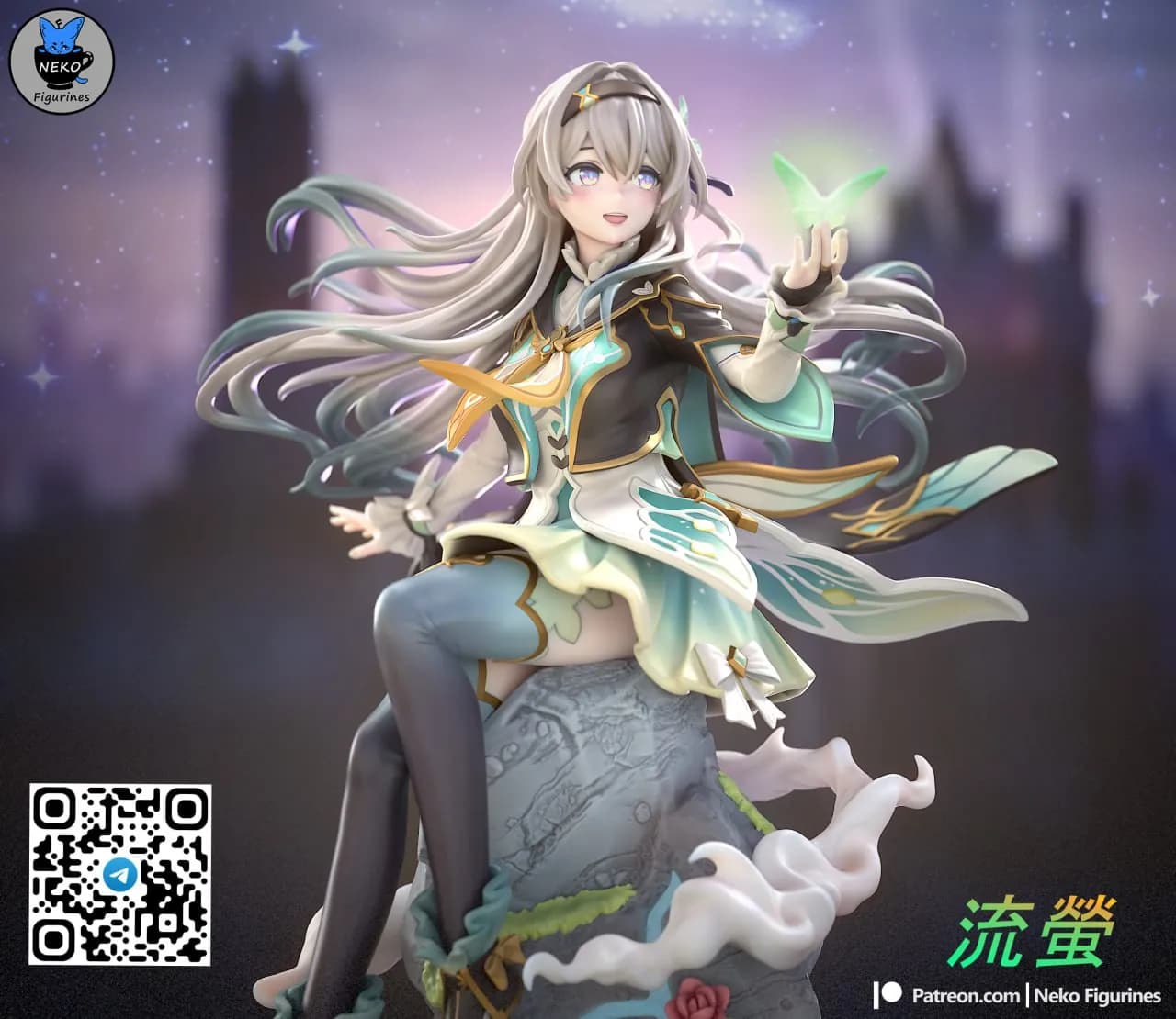 STL - Figura de anime con mariposa