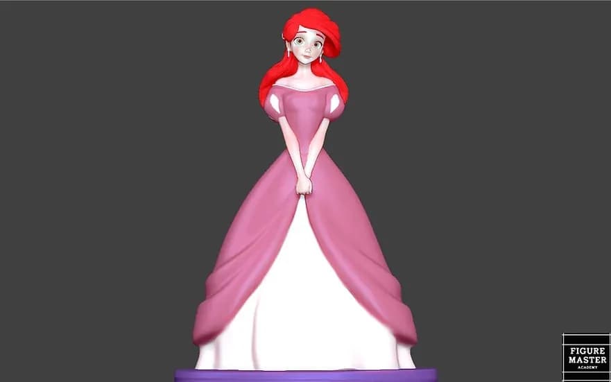 STL - Figura de Ariel con vestido rosa