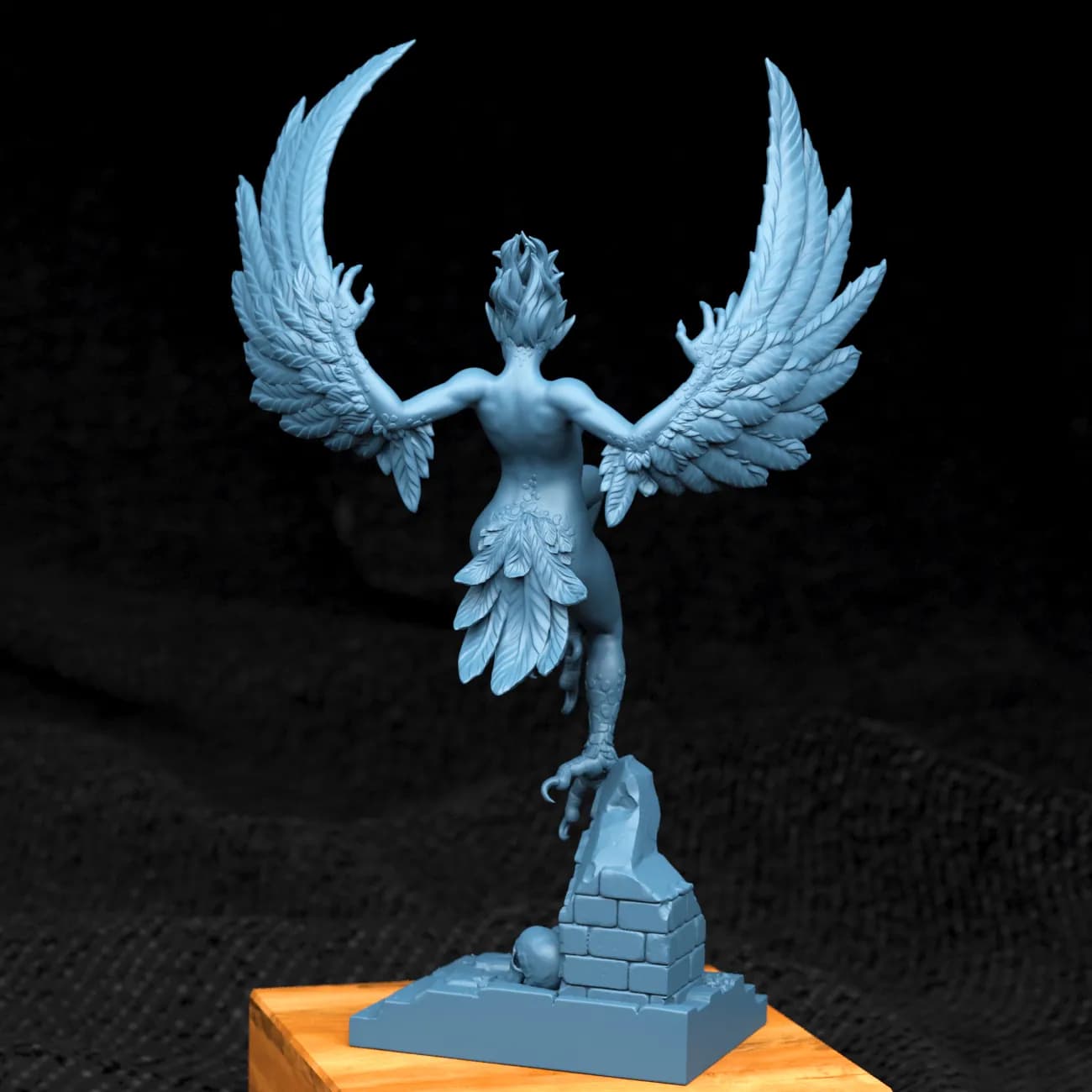 STL - Figura de arpía con alas render 3