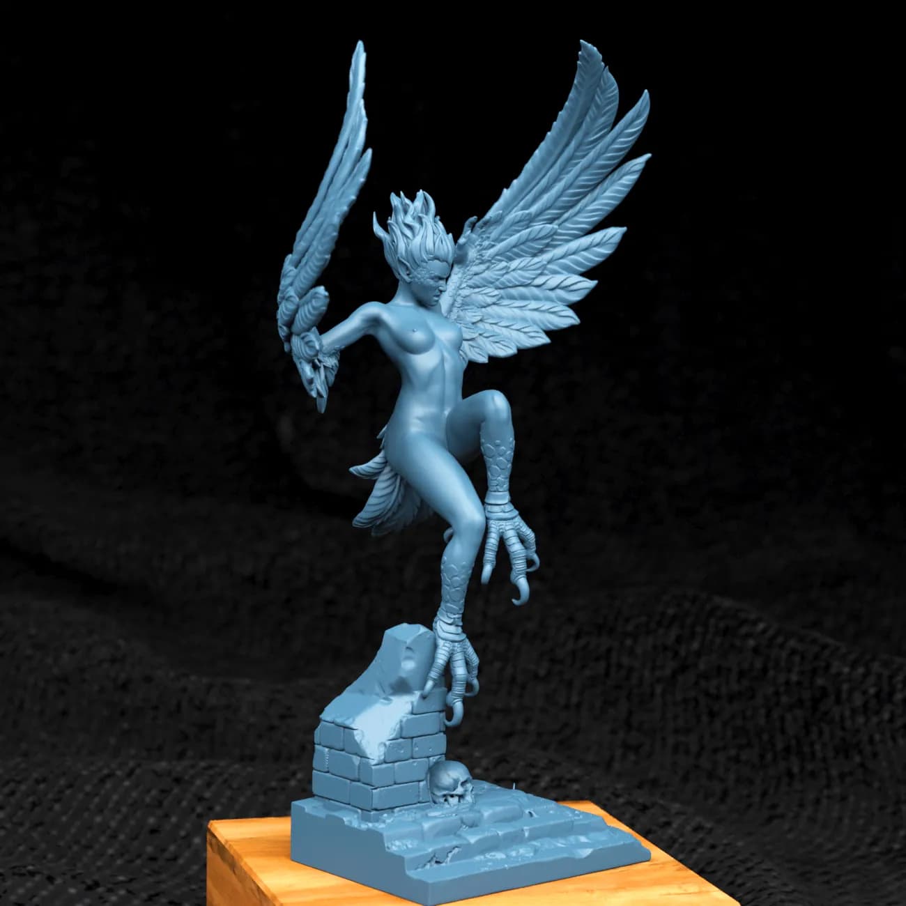 STL - Figura de arpía con alas render 4