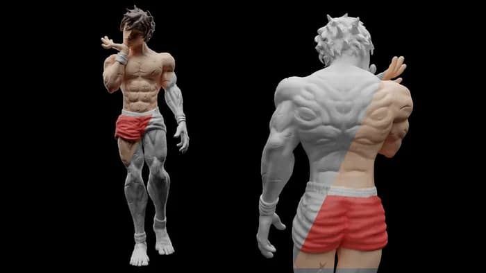 STL - Figura de Baki Hanma render 2