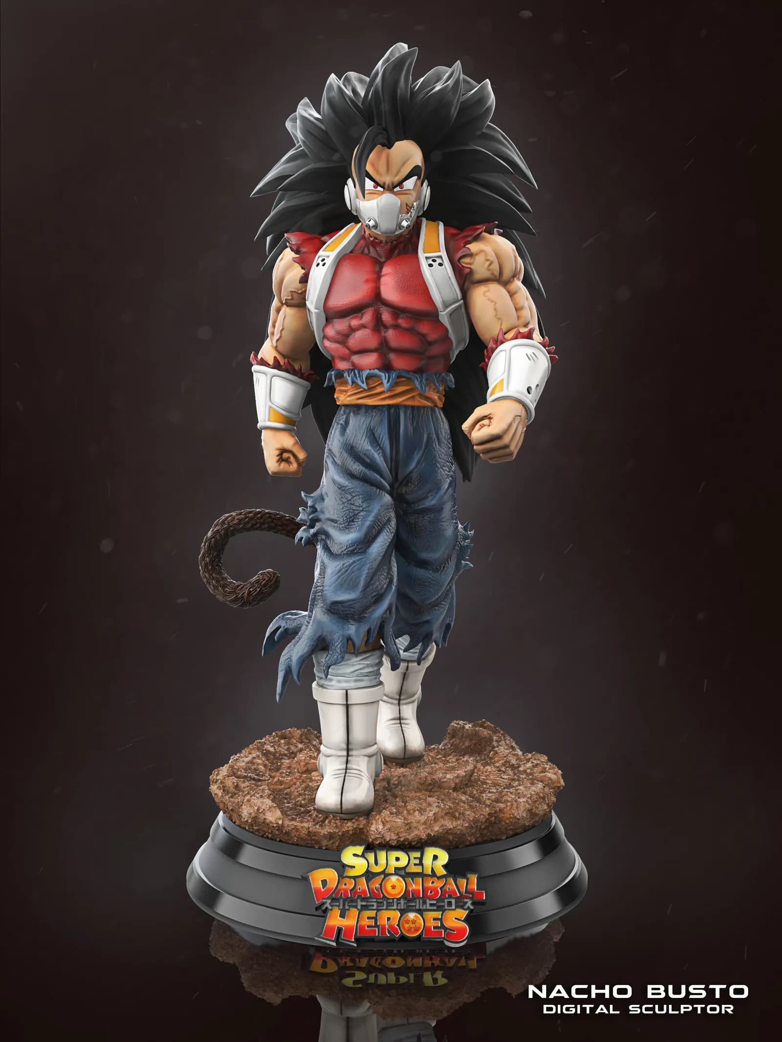 STL - Figura de Bardock con bebé Raditz render 2