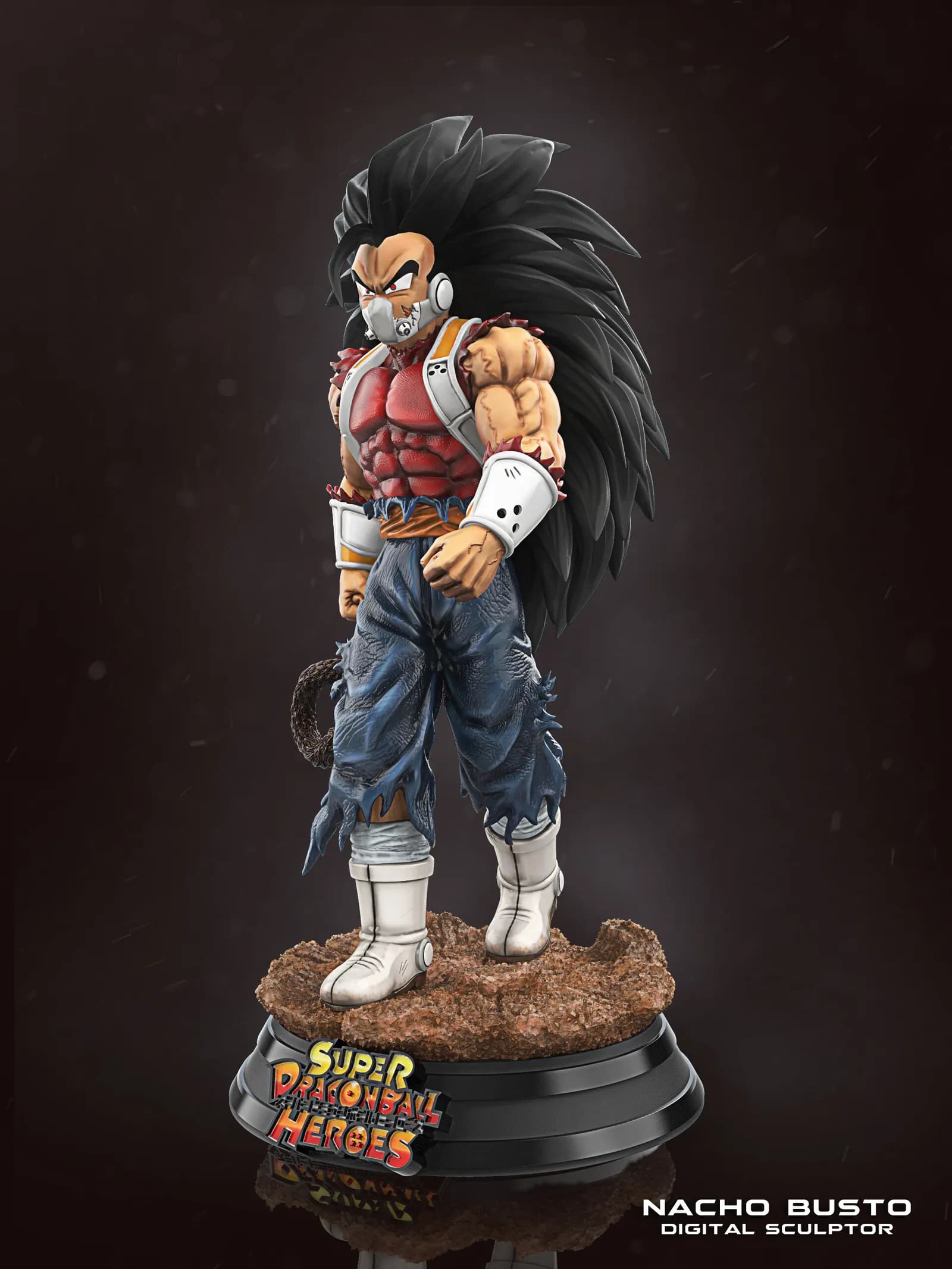 STL - Figura de Bardock con bebé Raditz render 4