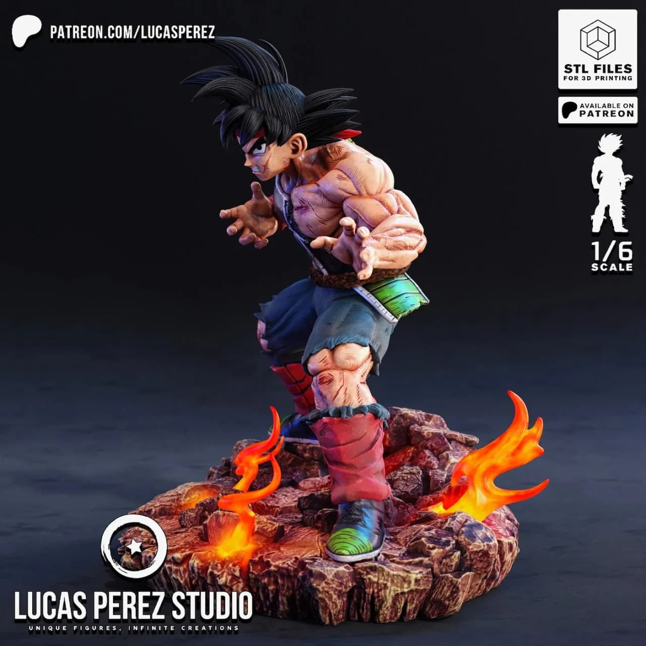 STL - Figura de Bardock estilo anime render 4