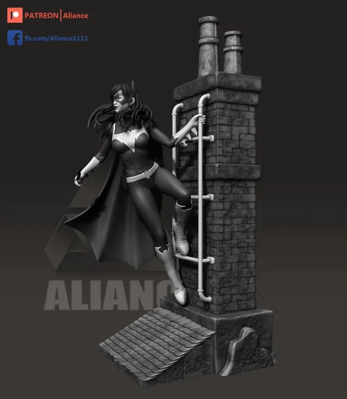 STL - Figura de Batgirl en azotea render 2
