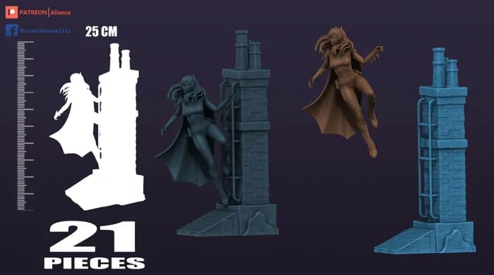 STL - Figura de Batgirl en azotea render 5