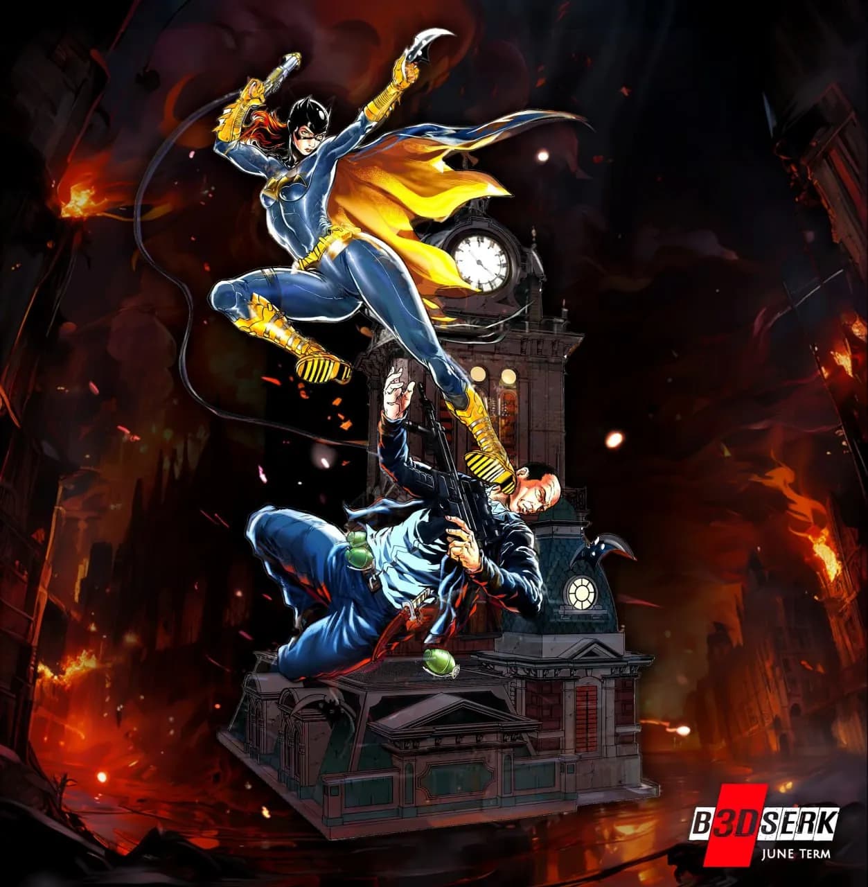 STL - Figura de Batgirl y enemigo