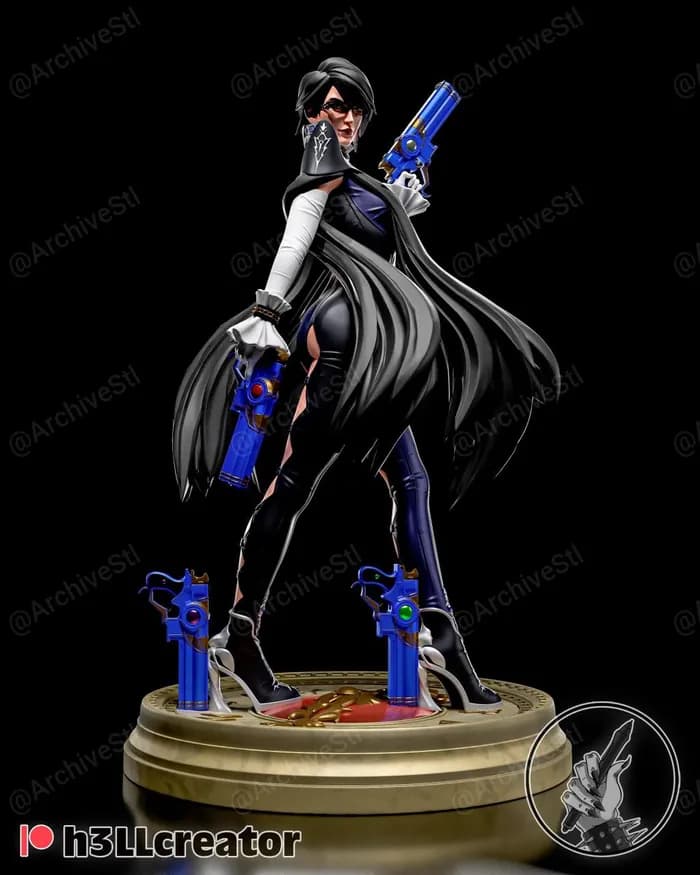 STL - Figura de Bayonetta con pistolas render 3