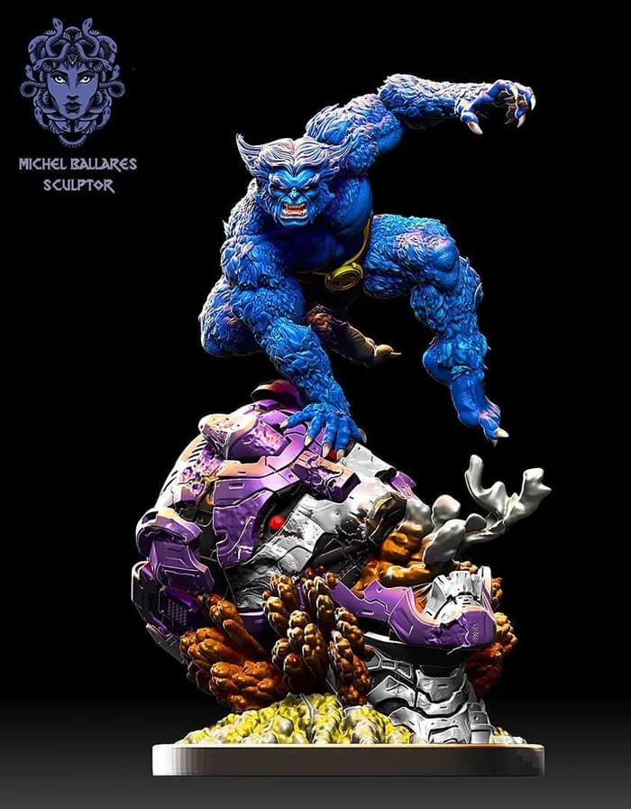 STL - Figura de Beast de X Men render 2