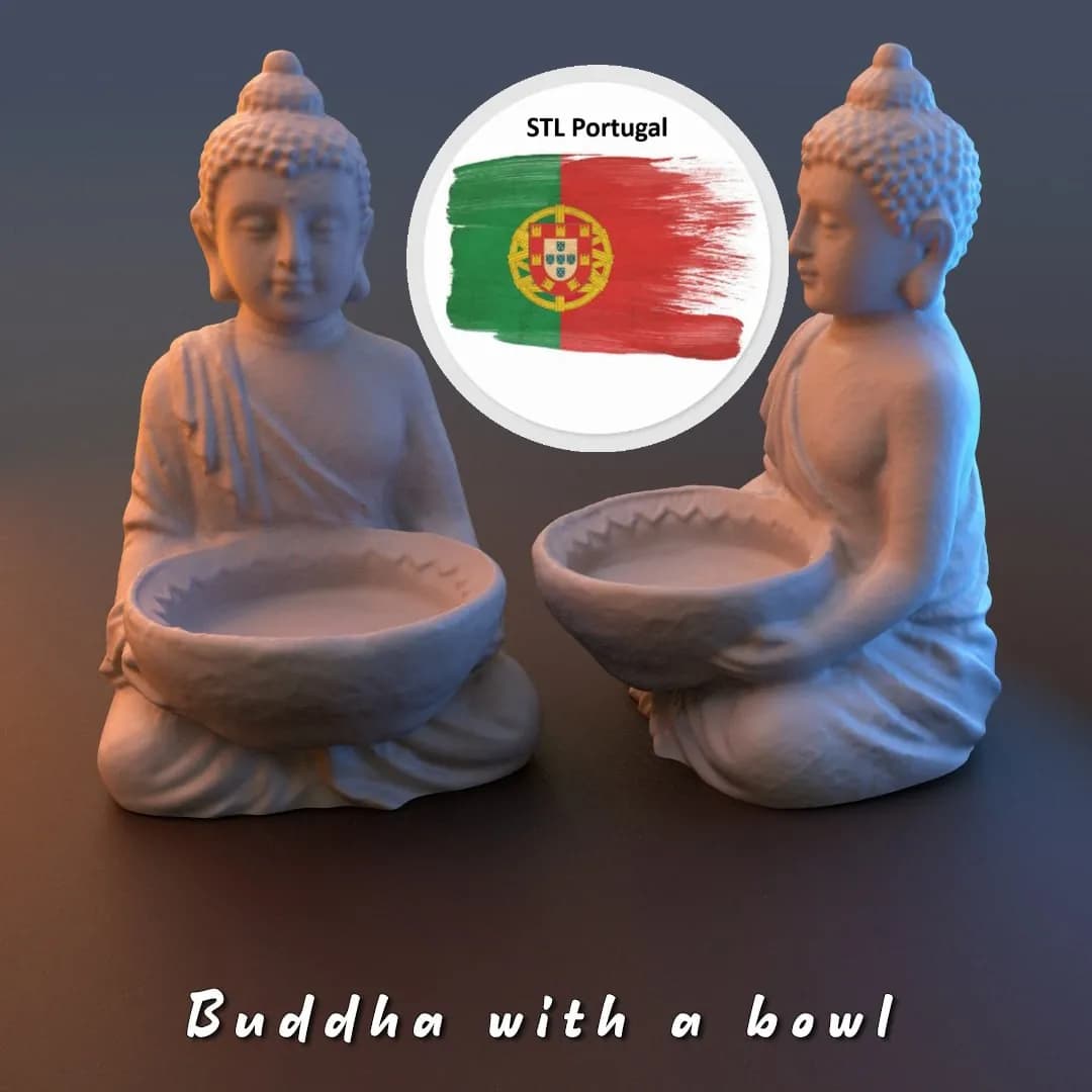 STL - Figura de Buda con cuenco render 2