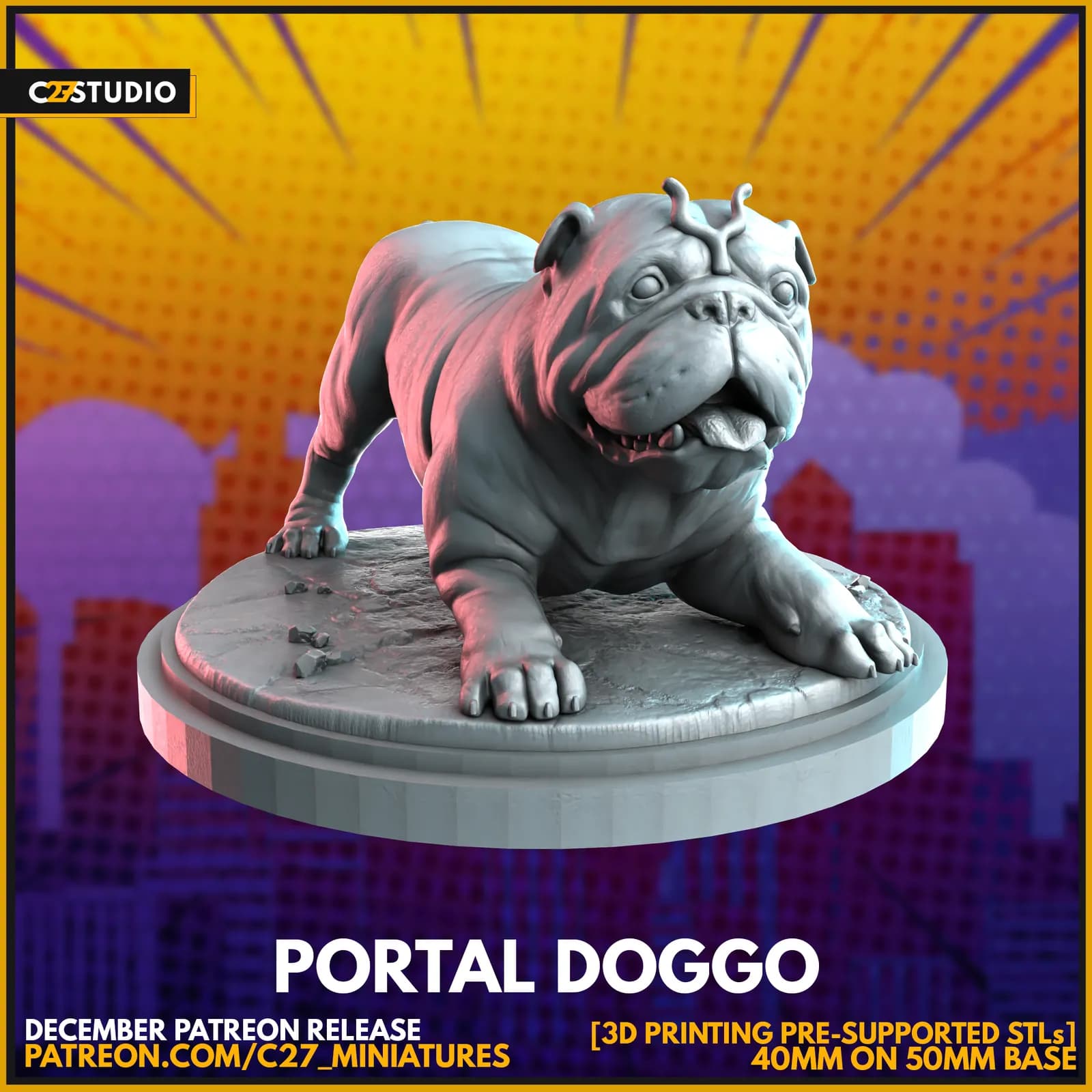 STL - Figura de bulldog portal doggo render 3