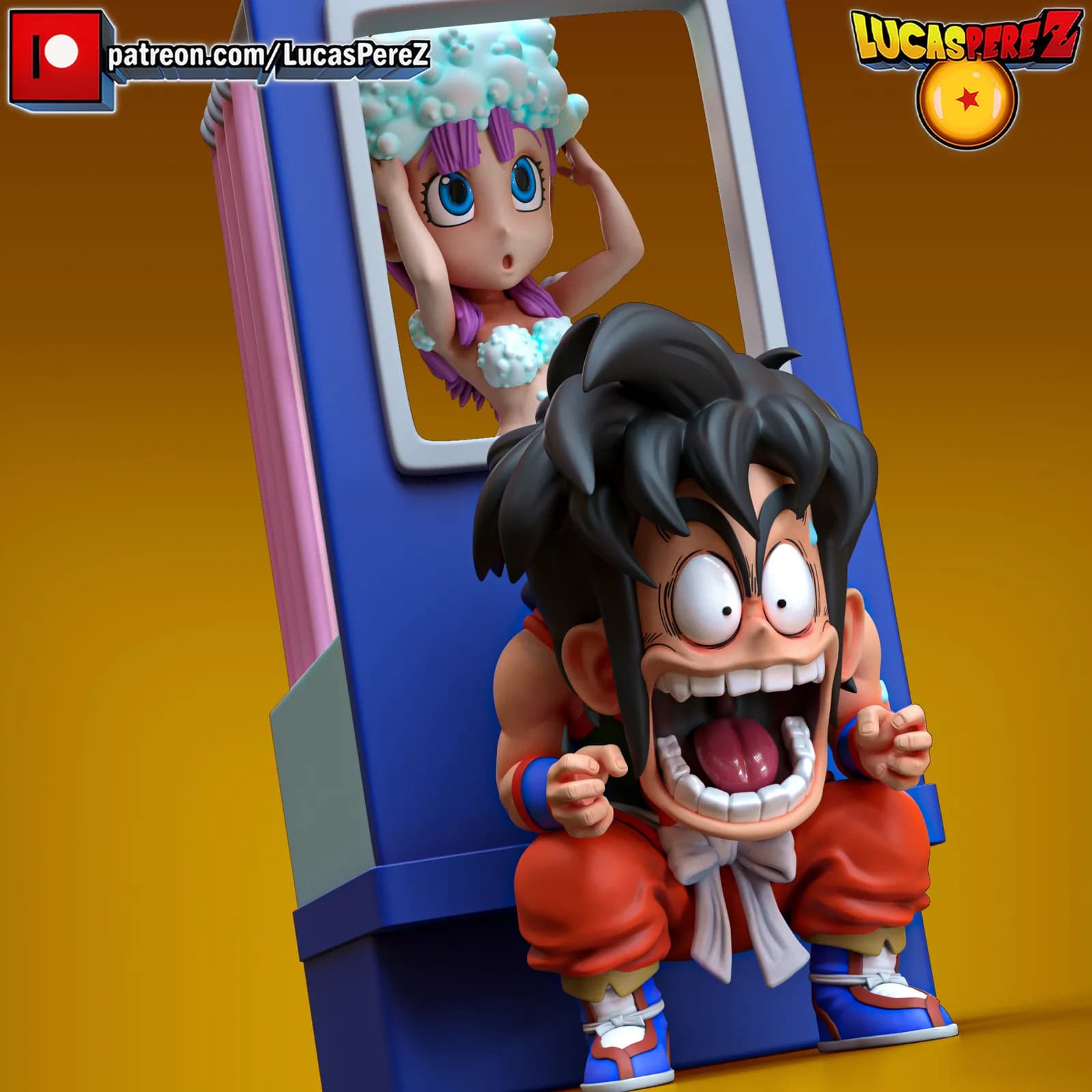 STL - Figura de Bulma en la ducha render 2