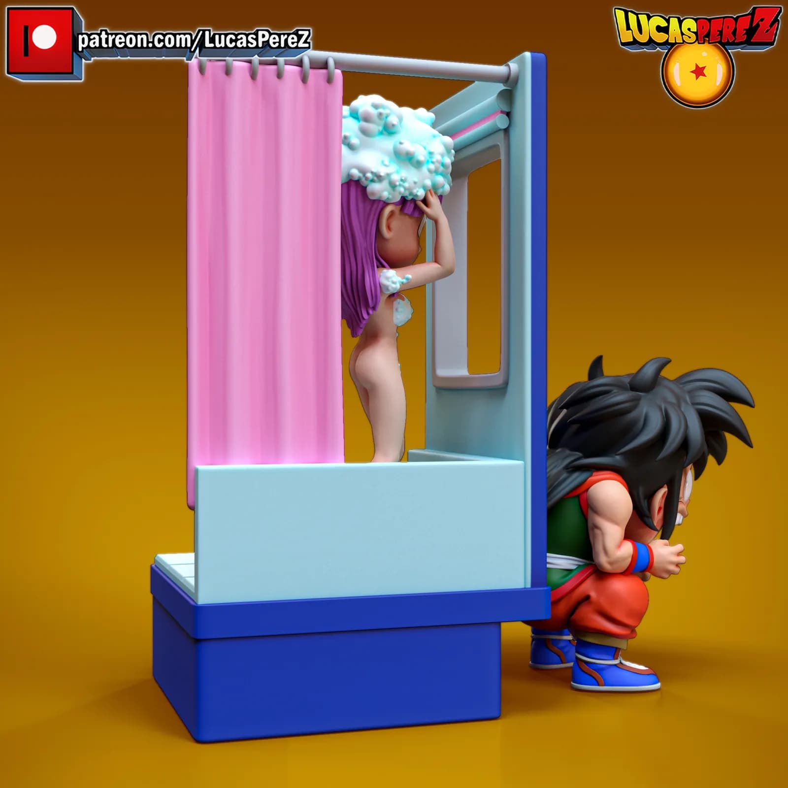 STL - Figura de Bulma en la ducha render 3