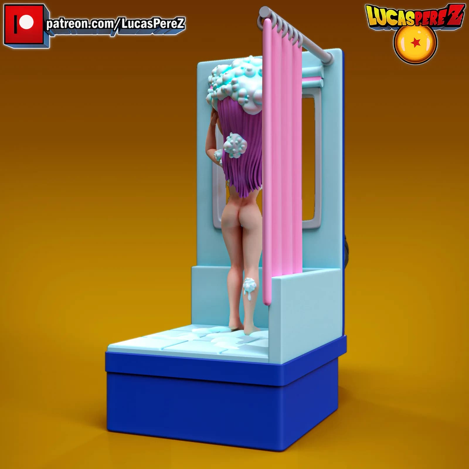 STL - Figura de Bulma en la ducha render 4