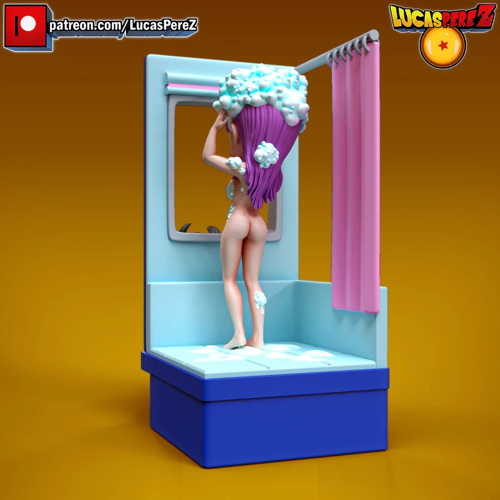 STL - Figura de Bulma en la ducha render 5