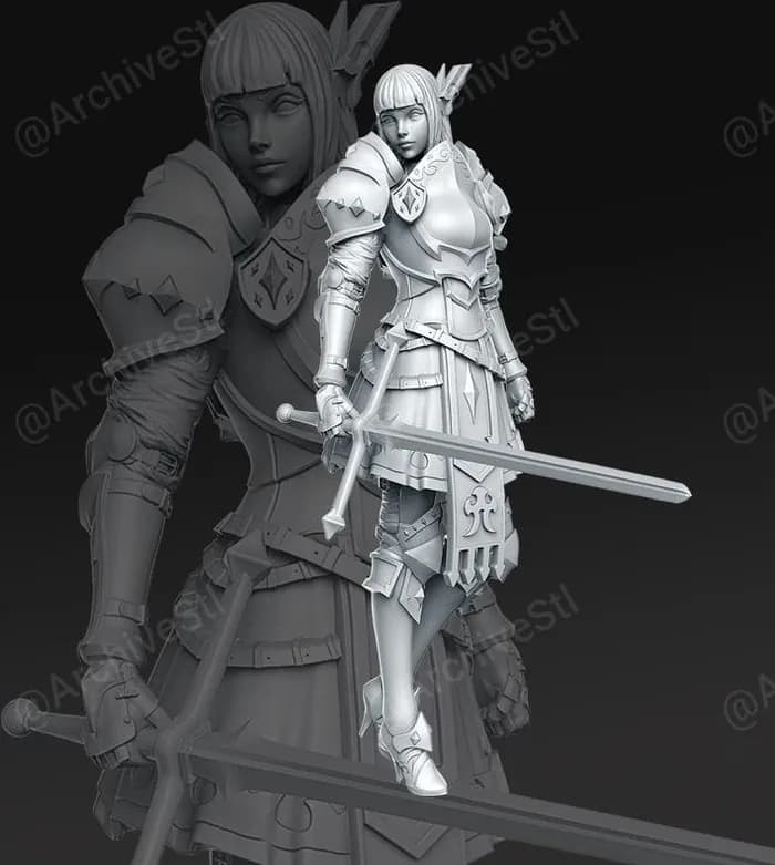 STL - Figura de Caballero con Espada render 2