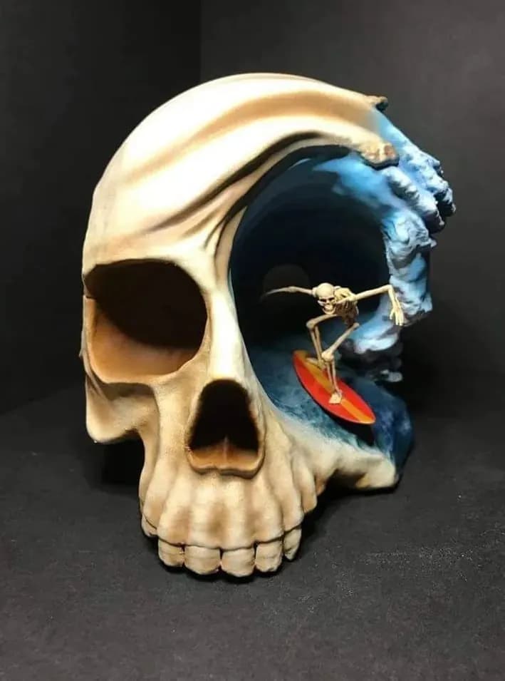 STL - Figura de calavera surfeando
