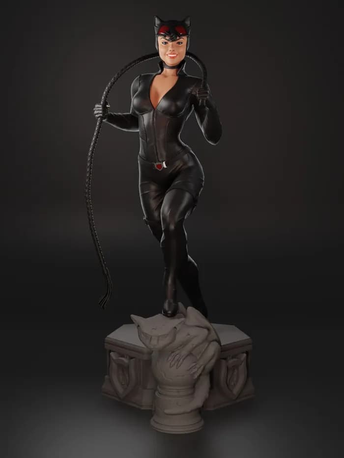 STL - Figura de Catwoman con látigo render 3