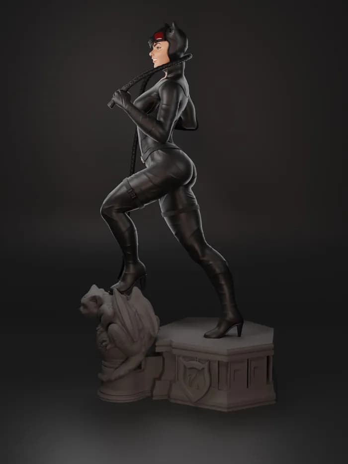 STL - Figura de Catwoman con látigo render 4