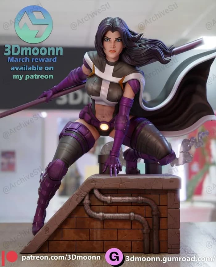 STL - figura de Cazadora 2 render 2