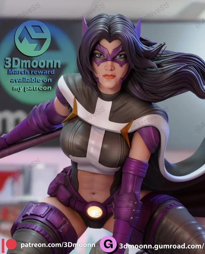 STL - figura de Cazadora 2 render 4