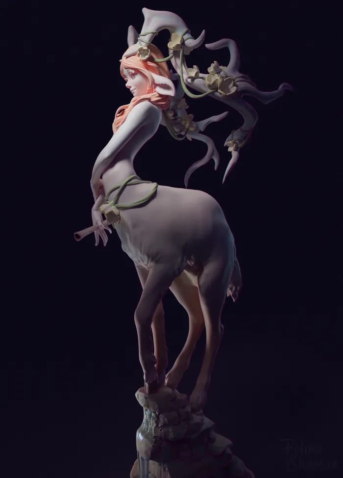 STL - Figura de Centauro con Flores render 2