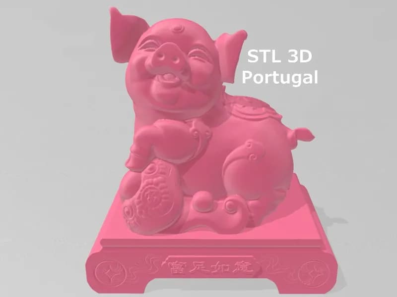 STL - Figura de cerdo de la suerte render 2