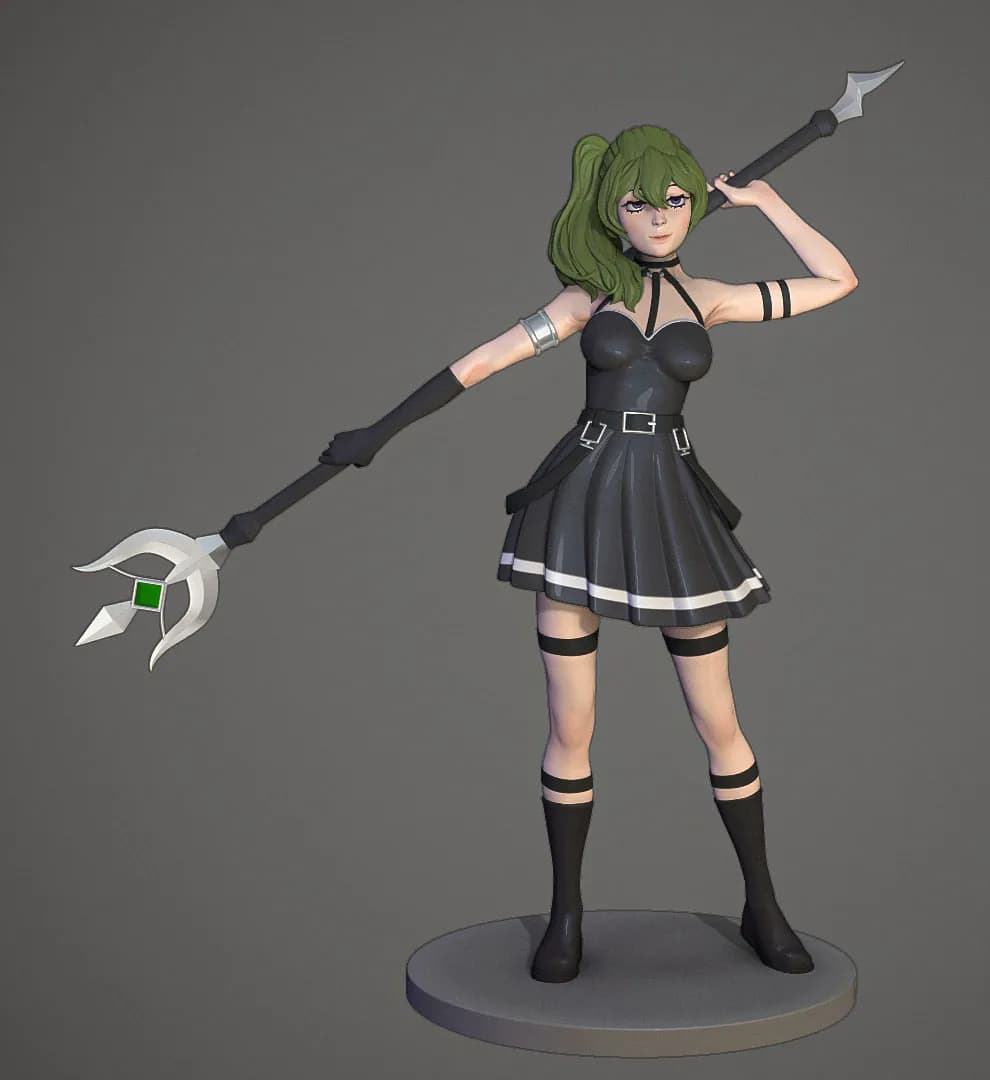 STL - Figura de chica con bastón render 2
