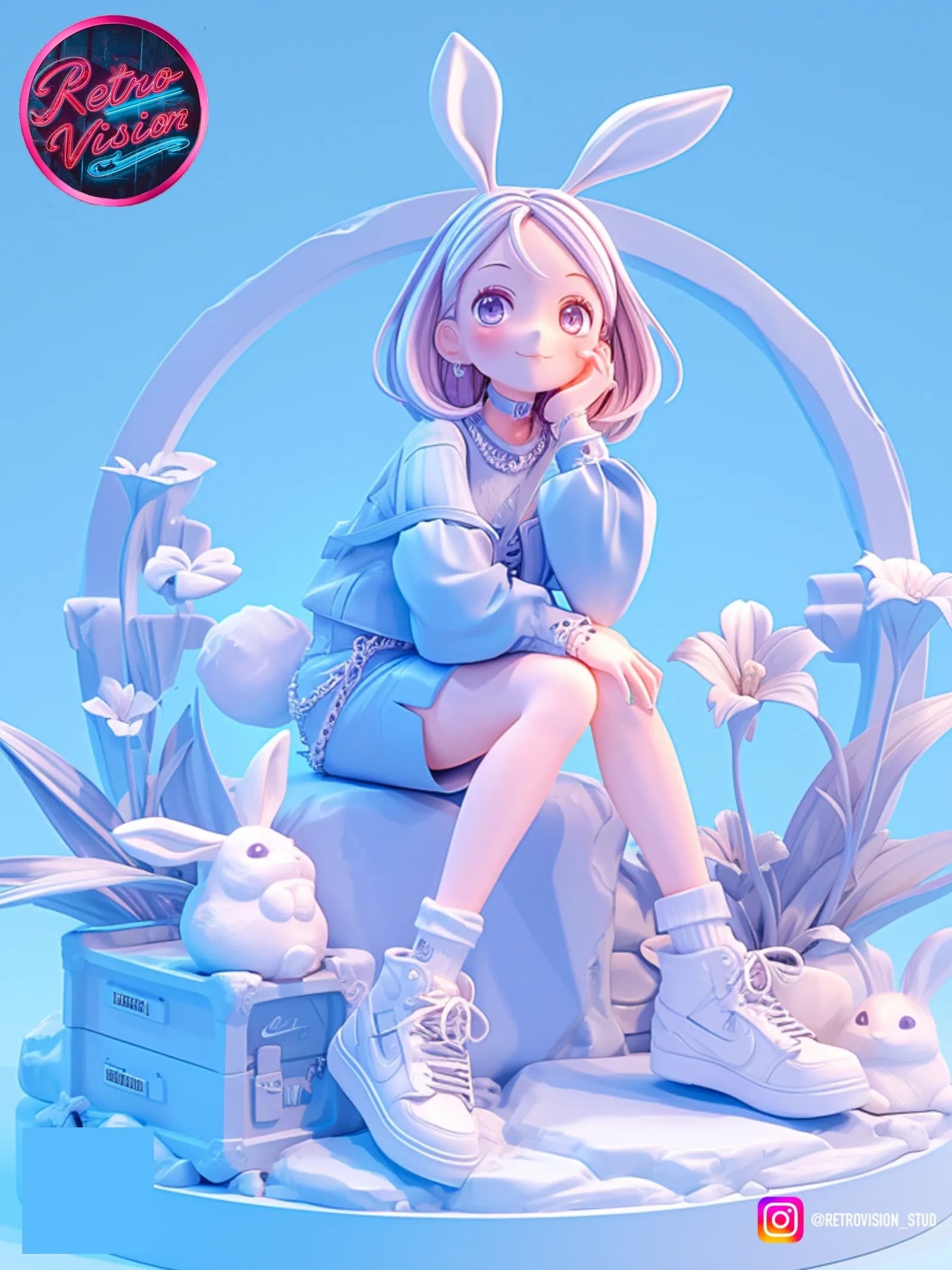 STL - Sitting bunny girl figure